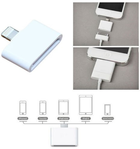 XtremeAuto Lightning to 30-Pin Charging Charger Cable Adapter for 6/6S/6 Plus/6S Plus/SE/7/7 Plus/8/8 Plus/X, iPad, iPod Nano and iPod Touch Pro - White