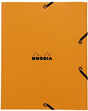 Rhodia 19248C - Sammelmappe mit Gummizugverschluss, 3 Klappen, 19x24 cm, ideal für Ihre Organisation, Orange, 1 Stück