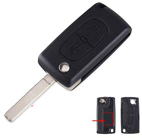 Funkschlüssel-Gehäuse für Peugeot/Citroen VA2 Blade 523 Batteriehalter 2BTN | Für Peugeot 207 307 308 407 607 807, Für Citroen C2 C3 C4 C5 C6, Klapp-Autoschlüsselgehäuse, 2 Tasten