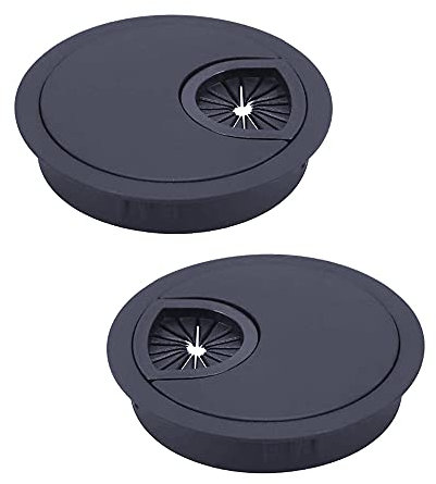 HO2NLE Passacavi Scrivania Nero,2pcs Passacavi Scrivania in Metallo Foro Passacavo Scrivania Nero per Tavolo per Ufficio Mobili