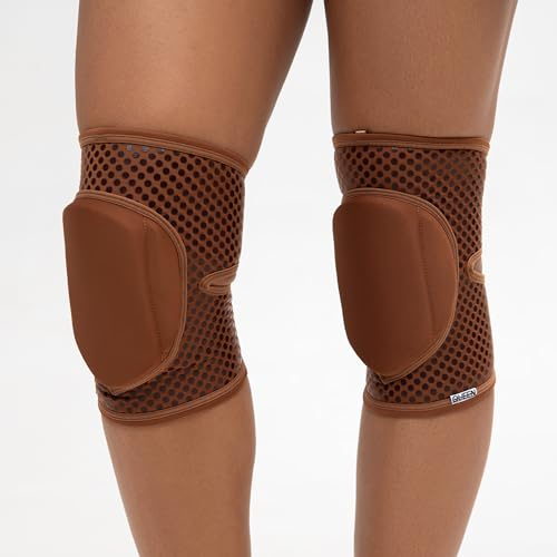 Queen Wear – Nude Mocha Grip– Pole Dance Knee Pads – Perfect Woman Protection for Ballet Modern Dance and Indoor Sports (S)