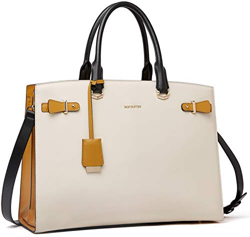 BOSTANTEN Damen Aktentaschen Leder Laptop Schultertasche 15.6 Zoll Frauen Arbeitstasche Businesstasche Groß