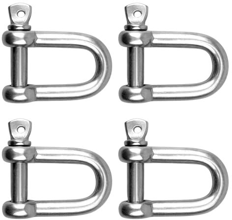 4PCS D Shackle, Heavy-Duty 304 Stainless Steel D Ring, Durable M8 D-Type Load-Bearing Hook Ring, Used for Towing/Installation/Camping/Climbing/Outdoor Sports/Hiking/Travel