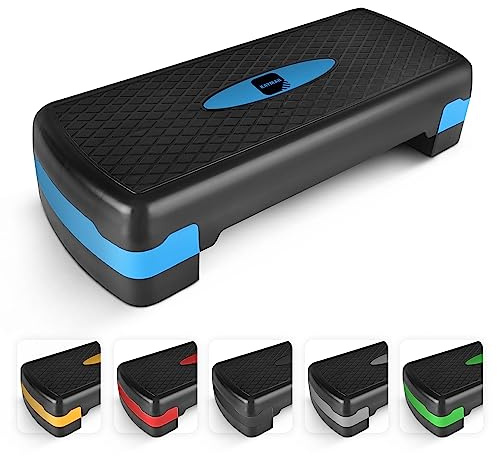 KAYMAN Step per esercizi – Stepper fitness per casa e palestra, adatto per aerobica, cardio, pesi, yoga, allenamento con DVD, regolabile in 2 livelli di altezza (10,15 cm) – Attrezzatura perfetta per
