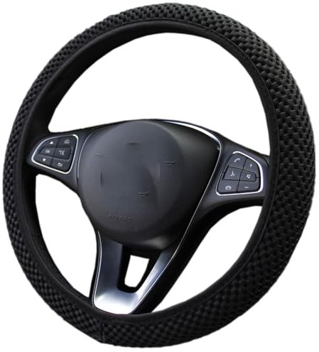 Coprivolante universale per auto 3 In 1, 37 - 38 cm, antiscivolo, traspirante, per l’estate, protezione per volante, per auto e camion, colore nero