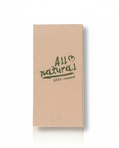 Servietten Natur 33 x 33 cm – 2.000 Stück, 2-lagig, 1/8-Falz | 2.000 ungebleichte Naturservietten aus Recyclingzellstoff, 2-lagig, 33 x 33 cm und mit praktischer 1/8 Falz.