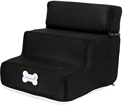 Sharplace Haustiertreppe, 3-stufige Hundetreppe für mittelgroße Hunde und Haustiere, Stepper zur Aufbewahrung von Haustieren für Sofas mit hohen Betten, Schwarz