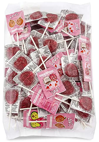 Caramelos Cerdán - Piruletas Corazón sin Azúcar Love Sabor Cereza | Bolsa de 70 Unidades | Caramelo Duro con Palo Sin Gluten ni Alérgenos | Ideal para San Valentin y Cumpleaños | Caramelo Duro con Palo Sin Gluten ni Alérgenos | Ideal para San Valentin y Cumpleaños