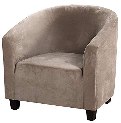 XGANGM Stretch Sesselbezug Samt Sesselhusse Clubsessel Husse Sesselschoner Elastisch Sesselüberwurf Sofasesselbezüge Cocktailsesselabdeckung Wohnzimmer Universal Einzelsofa,Taupe