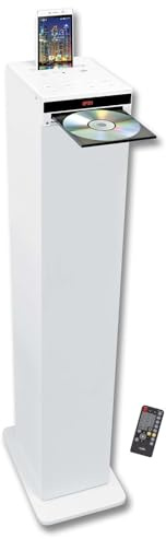 Tour de son blanche avec lecteur CD, Bluetooth, FM et USB, 60W + télécommande