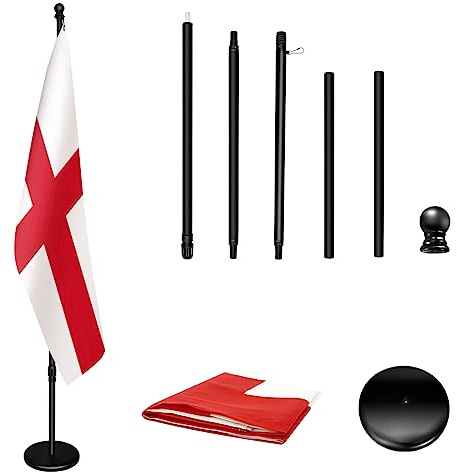 IN WHICH BAY Teleskop-Fahnenmast für den Innenbereich, 180–220 cm, Aluminium, kommerzieller Innen-Fahnenmast mit schwarzem Kugel-Endstück, robustes Flaggenmast-Set für Büro, Schule, Rathaus