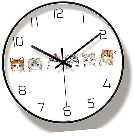 Garneck Wanduhr Mit Katzenmotiv Schlichtes Design Geräuschlose Zeiger Wandhänger Für Zuhause Wohnzimmer Schlafzimmer Büro Einfache Montage Umweltfreundliches Material