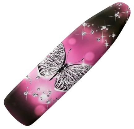 Jeiento Waschbarer Bügelbrettbezug, weißer Diamant-Schmetterling, wärmereflektierend, Klettverschlüsse, Polyester-Bügelbezüge, 38,1 x 137,2 cm
