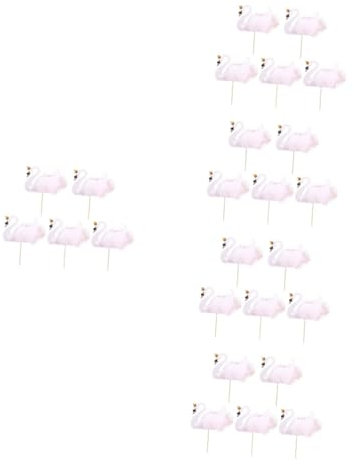Toyvian 25 Piezas Inserto De Pastel Topper De Selecciones De Pastel De Cisne Mini Brochetas para Aperitivos Picos De Cisne De Comida Palillos Redondos Hada Bebé Enchufar Papel