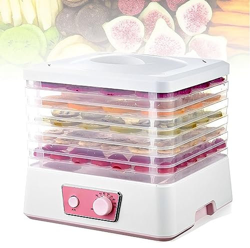 NVYAZJ Food Dehydrator, Mini Fruit Dryer Machine with 35-75℃ Thermostat Control 250W 5 Tray Food Grade PP Material 360° Cycle Heating Automatic Power-off for Fruit/Veg/Meat/Herbs/Seeds