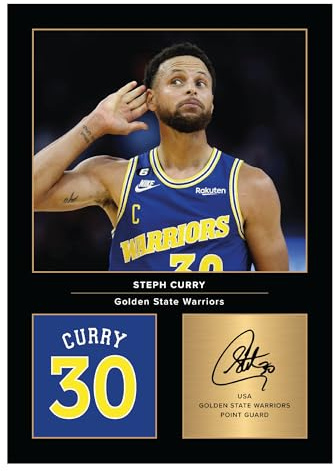 Icons Wall Art Signiertes Foto, A4, von Steph Curry, Geschenk für Basketball-Fans, digital reproduzierte Unterschrift, ungerahmt