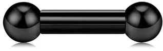 LAURITAMI PA Ring Negro Prinz Albert Piercing íntimo Acero Inoxidable 10G 12G Rosca Interior Recta Barra Piercing
