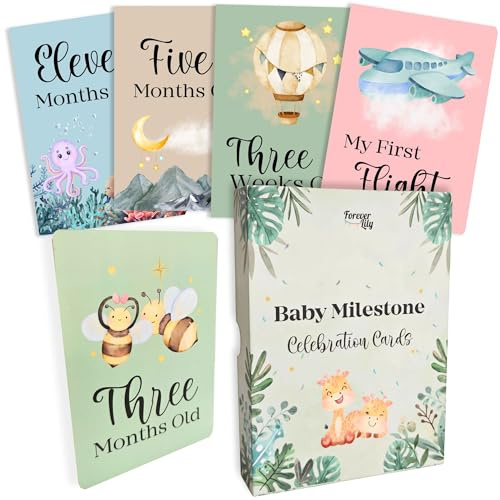40 Baby Meilensteinkarten - Erstes Jahr Erinnerungen - Schwangerschaftsgeschenke für Mama - Geschenk zur Geburt - Unisex Meilenstein-Babykarten - Babyparty-Geschenke