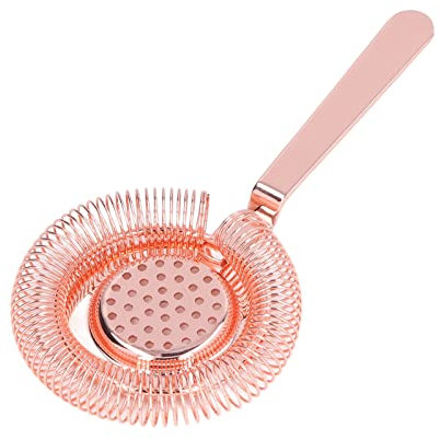 Passoire de barre, passoire à cocktail en acier inoxydable à filtrage fin passoire Hawthorne pour outil de bar de fête de restaurant de barman (Ou rose)