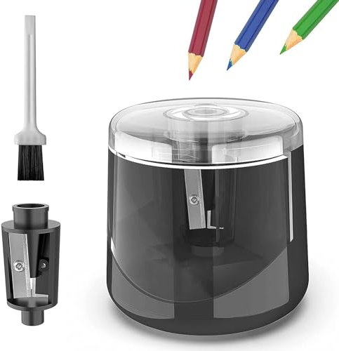 YIWEOG Elektrisk pennvässare bärbar batteridriven för 6-8 mm pennstöd hexagonal/triangulära/runda pennor snabb vässare för studenter konstnärer hemskola klassrum kontor