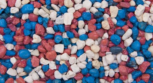 Dihl 2KG Unipac Aquarium Cosmic Stellar Gravel Stones, 5mm to 8mm Grain Size, Decorative Substrate, Non-Toxic Durable Epoxy Coated in Metallic Finish. Pink, White, Blue Mix, 2 KG