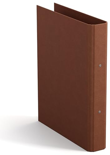 BIGSO Ringo A4 Ring Binder - Storage Box with 2 Rings - Desk Tray for Documents, Transparent Sleeves & Dividers - Fibreboard and Paper Ring Binder - Sienna