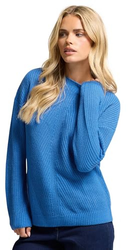 M&Co Petite Funnel Neck Knitted Jumper - Women's Blue