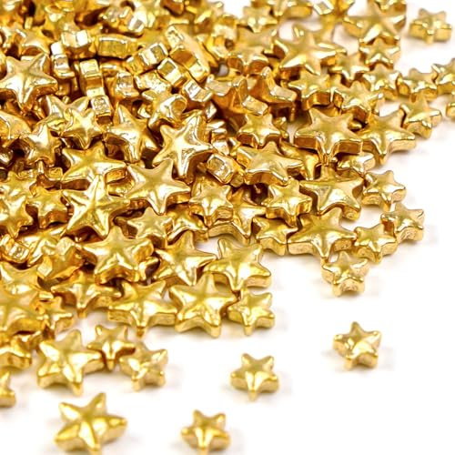 Edible Gold Star Sprinkles, 130g, Gold Star Sprinkles for Cake Decorating, Gold Cake Decorations, Cupcake Cookies Topper, Birthday Party Supplies