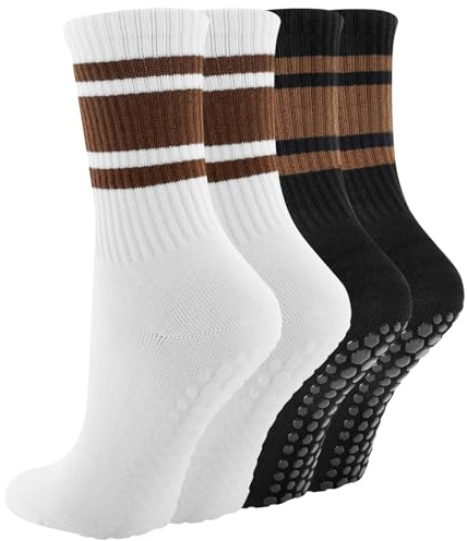 BISOUSOX Calzini Antiscivolo Pilates Donna 4 Pairs Calze Yoga Taglia 36-40 Sportivi Atletic Calzini Regalo per Donna Incinta