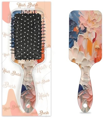 Anti-static Massage Hair Comb Air Cushion Hair Brush Oil Painting Art Chrysanthemum Square Scalp Massage Brush for Women Girls