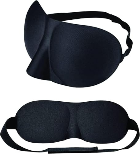 PARENCE - Set med 2 sovmasker - nattmask med förstärkning och nässkåror - fleece-komfortmask - 23 x 9 cm)