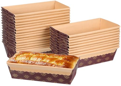 NOLITOY 25 Pcs Paper Loaf Pans for Baking Disposable Bread Loaf Pans Rectangular Pans Oven Safe Cake Baking Paper Trays 6.69 X 3.74 X 1.97 in for Bread Meatloaf Desserts