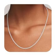 Silberkette Damen 925 Ohne Anhänger,Halskette Sterling Silber Halsreif,Personalisierte Modeschmuck Kette Damenkette Geschenke für Frauen Mädchen Breite 2mm Länge 16/18/20/22/24/26/28 Inch