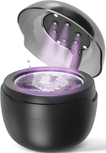 Klarsonic Limpiador Ultrasonidos, 50.000 Hz Limpiador Ferula Dental, 250 ml Ultrasonidos Limpieza, Ultrasonic Cleaner con 6 Lámparas UV para Retenedor, Fundas, Retainer, Dientes Postizos, Plata Joyas