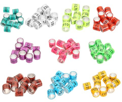 Beaupretty Lot de 100 Bagues la Patte pour Pigeons et Perroquets, Légères en Aluminium Plastique, Faciles à Utiliser, Style Mixte Compact pour Couleur Aléatoire Plusieurs Styles