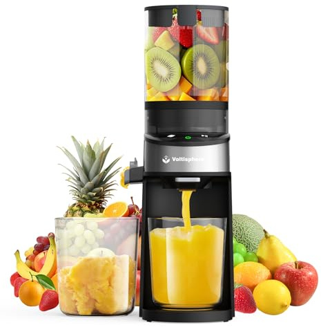 Cold Press Juicer,400W Juicer Machines,4.9Wide Feed Chute Slow Masticating Juicer for Whole Vegetables & Fruits,High Juice Yield,Easy to Clean,Advanced Touch Sensing Switch(Silver Gray)