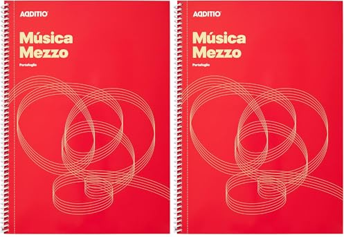 ADDITIO - Cuadernos de música MEZZO| Adaptados a todas las edades y procesos de aprendizaje| 12 pentagramas de 9 mm| Portapartituras| Páginas anotaciones| Tamaño A4| Papel ecológico| Espiral| Rojo|