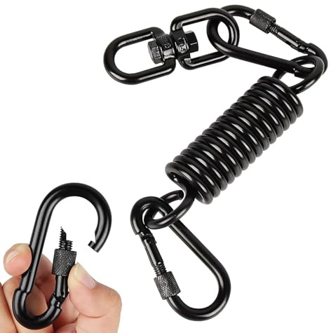Aoligei Federaufhängung für Hängesessel, Hängesessel Feder mit Karabiner & Drehwirbel – Schwerlast Deckenfeder Stoßdämpfer für Hängestuhl, Hängesessel, Boxsack, bis 250 kg (Schwarz)