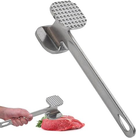 Meat Hammer,Meat Tenderizer,Meats Tenderiser Mallet,Meats Tenderizer | Aluminum Alloy|Reusable|Durable|Versatile Sided Teeth Steak Hammer for Chicken Poultry Beef,for Kitchen & BBQ(19cm)