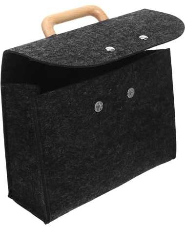 PRETYZOOM Elegante Business Filztasche mit Holzgriff Große Kapazität Tragbar und Schützend Minimalistisch Gestaltete Aktentasche für Büro und Geschäftsreisen in Dunkelgrau