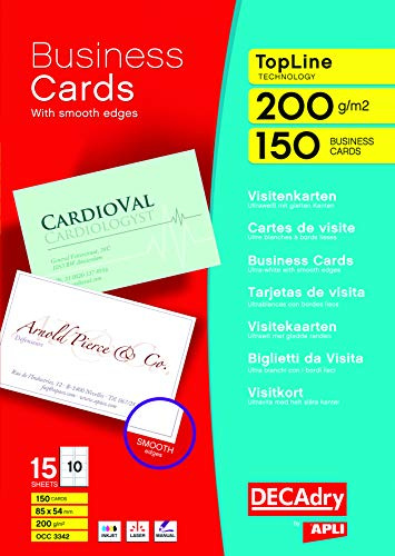 DECAdry TopLine Business Cards Straight White - Ref OCC3342 (Pack 150)