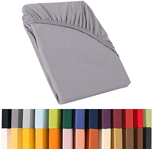CelinaTex Relax Boxspringbett Wasserbett Spannbettlaken 140x200-160x220 cm Platin grau Jersey Mako Baumwolle 160g/qm Laken