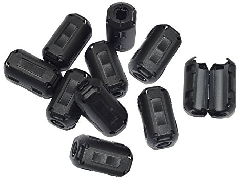 Topnisus [Pack of 10] Clip-on Ferrite Core Ring Bead Anti-Interference High-Frequency Filter RFI EMI Noise Suppressor Cable Clip (7mm Inner Diameter)