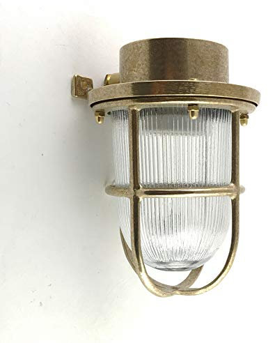 KsH und Co IP64 Nautische Außenwandleuchte aus Messing mit Porzellanfassung E27 IP64