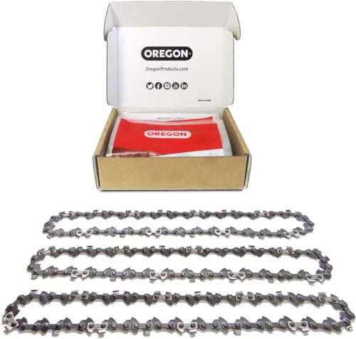 Oregon 3-Pack Chainsaw Chain 3/8 LP Pitch, .050 (1.3 mm) Gauge for 16 (40cm) Bar, 57 Drive Links – Semi-Chisel Replacement Saw Chain Fits Bosch, Ryobi, Makita, Mac Allister and More