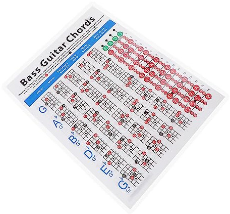 Vaguelly Poster Accordi Basso Elettrico e Chitarra 4 Corde su Carta Patinata Resistente, Tabella degli Accordi per Principianti Guida Pratica per Esercizi e Apprendimento Strumenti