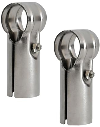 2 Sets T Pipe Clamp Connector, Stainless Steel Chain Link Fence Clamps, End Rail Tee Clamp Couplings for 32mm OD Pipes, Bolts & Nuts Included