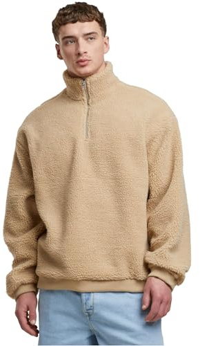 Urban Classics Troyer för män, oversized teddy-troyer av sherpa-tyg, oversize passform, storlekar S–5XL, Unionbeige, XL