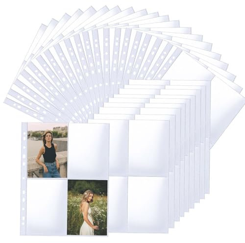 GIONAR 30 Pack 240 Pockets Photocard Binder, Double-Sided 4 Pockets Photocard Sleeves, Card Binder 11 Holes for 2/3/4/7 Holes, Postcard Albums, for Game Cards/Photocard/Postcard Collection(4Grid)