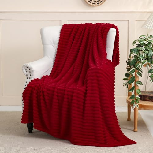 Linecooo Fleece-Überwurfdecke zum Valentinstag, 127,7 x 152,4 cm, für Couch, Sofa, Bett, superweiche, gemütliche Plüsch-Mikrofaser-Flanelldecke mit Streifen-Design, leicht, für Erwachsene